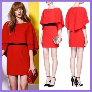 Alice + Olivia 'Cairo' Cape Sheath Crepe Dress